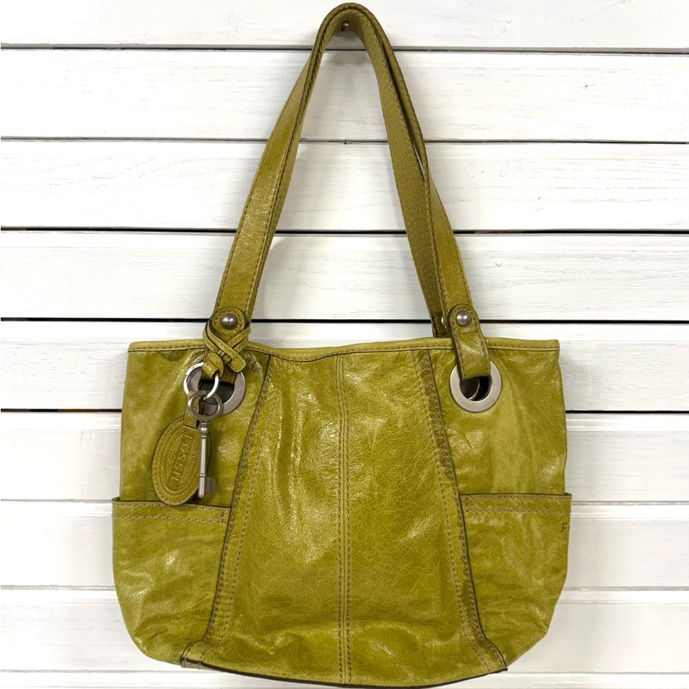 Fossil | Y2k Green Leather Tote Bag